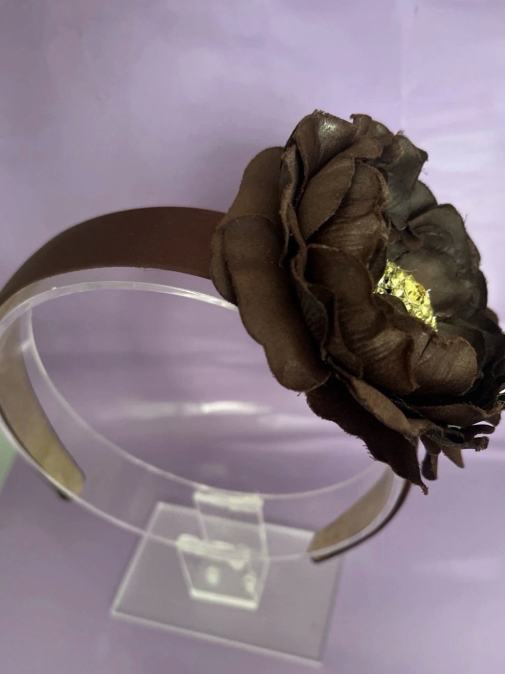Brown Floral Crystal Accent Headband - Women Accessories - Picture 5 of 5